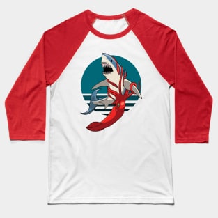 Great white shark and giant squid Baseball T-Shirt